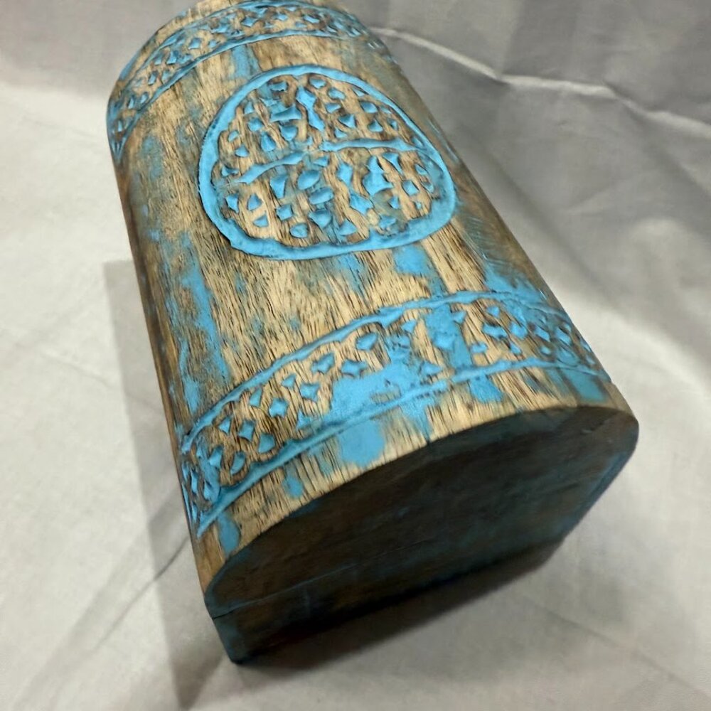 Handmade Vintage Wooden Treasure Case Jewelry Storage Box